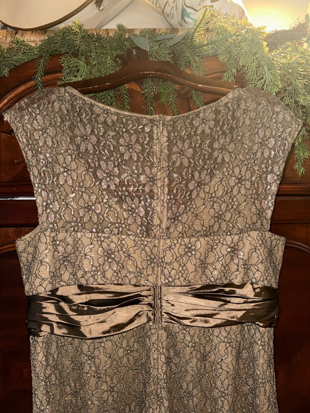 Ever Pretty Bronze Lace Maxi Dress with Satin Waist - Picture 7 of 9